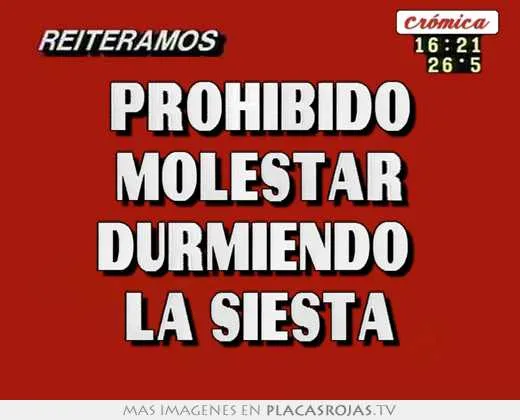 Prohibido molestar durmiendo la siesta - Placas Rojas TV