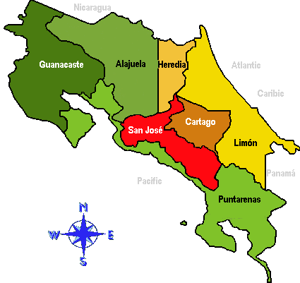 Provincias de Costa Rica y sus limites | Temarios y Tareas