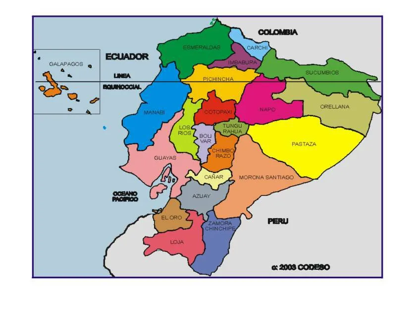 Provincias del Ecuador Map of Ecuator Landkarte von Ecuador CODESO