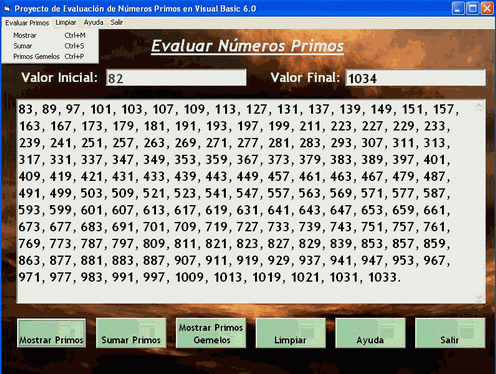 Proyecto de evaluación de números primos en Visual Basic 6.0 ...