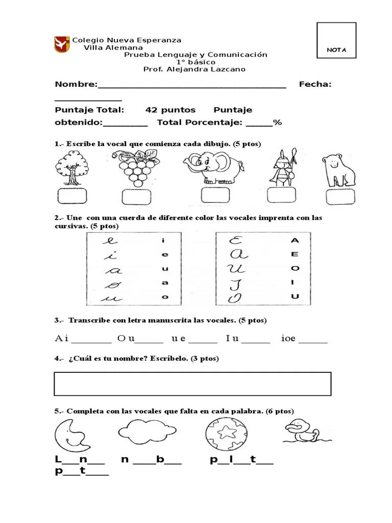 Prueba Vocales | PDF