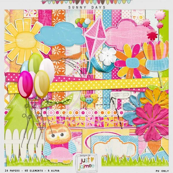 PU – Sunny Days FREE FULL Digital Scrapbooking Kit