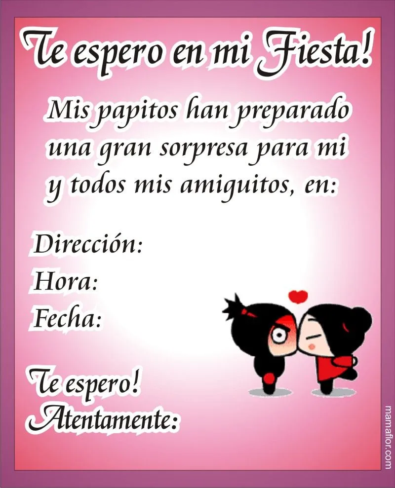 ... pucca y garu, videos, imagenes, youtube,: INVITACION DE CUMPLEAÑOS DE