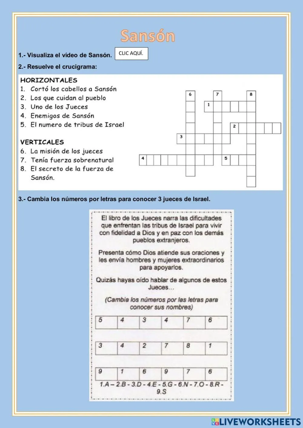 EL PUEBLO DE ISRAEL II worksheet | Live Worksheets