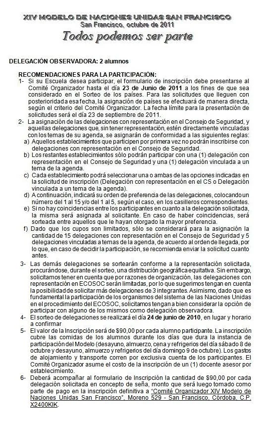 Puentes Enteros: Carta de invitación al XIV Modelo Naciones Unidas ...