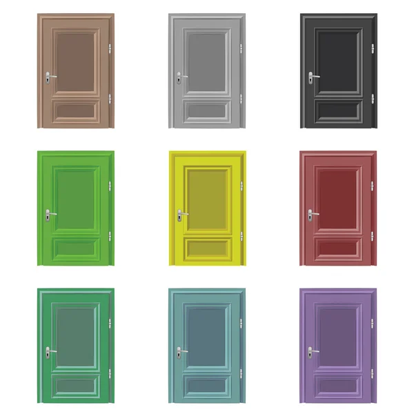 puerta cerrada aislada dibujo color set vector — Vector stock ...