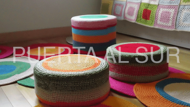 PUERTA AL SUR: PUFF TEJIDO AL CROCHET para decorar la casa