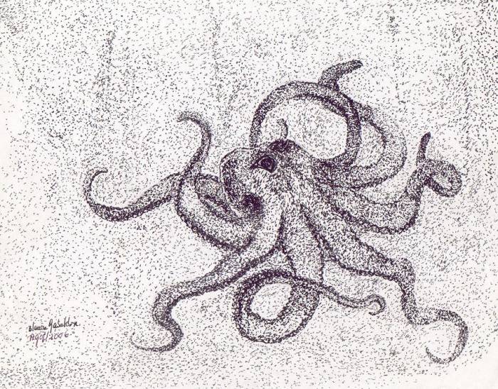 Pulpo en Puntillismo Blanca Amelia Gabaldón Venegas - Artelista.com