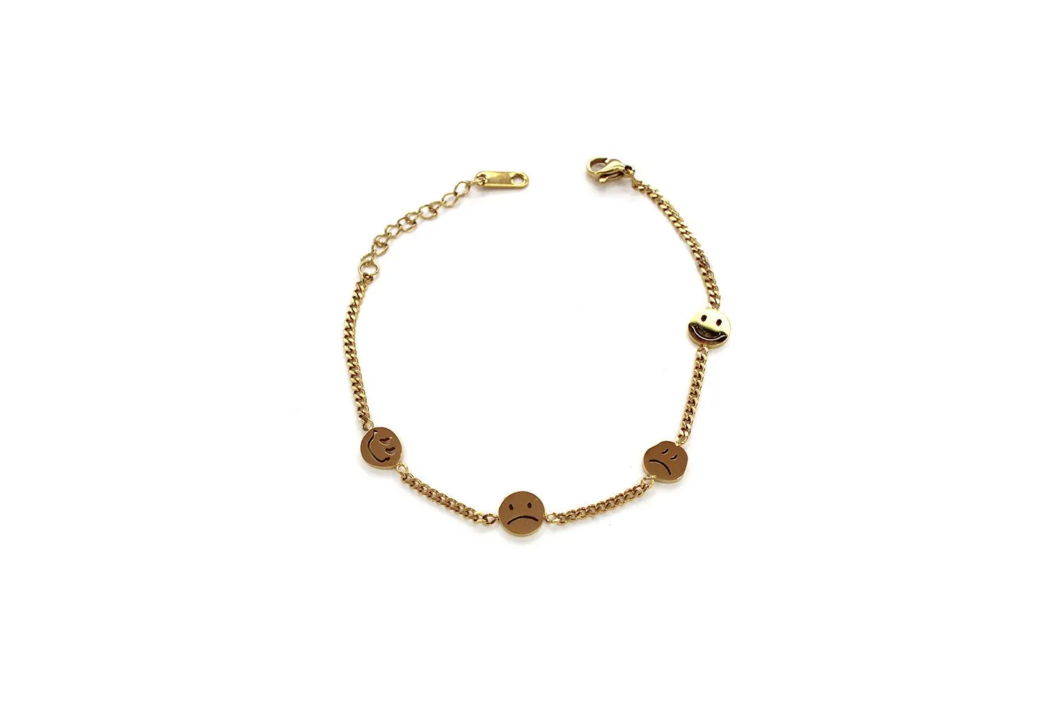 Pulsera - cadenita con caritas felices y tristes – anisoptera.mx