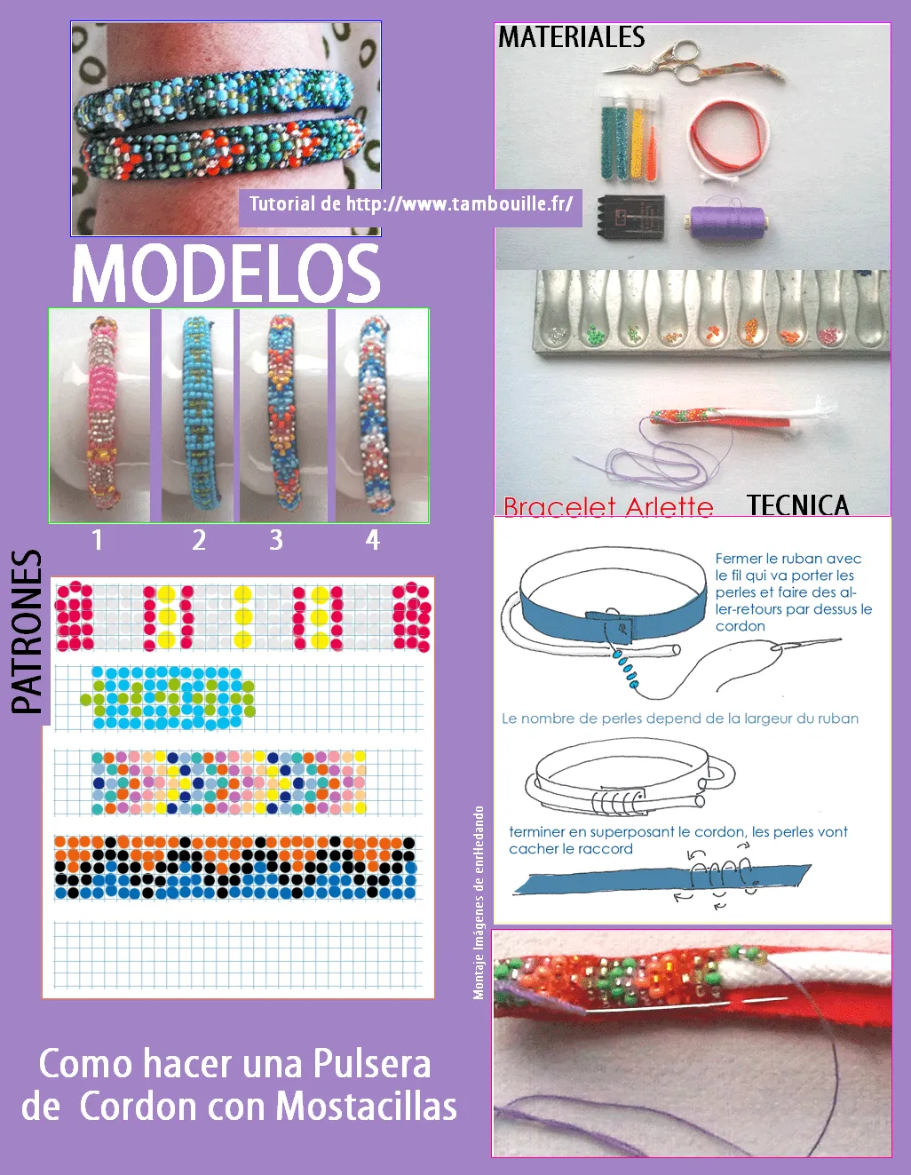 Como hacer una Pulsera de Cordon con Mostacillas <sub>Tecnica ...