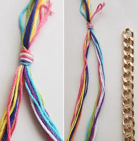 Cómo hacer una pulsera de eslabones decorada con hilos