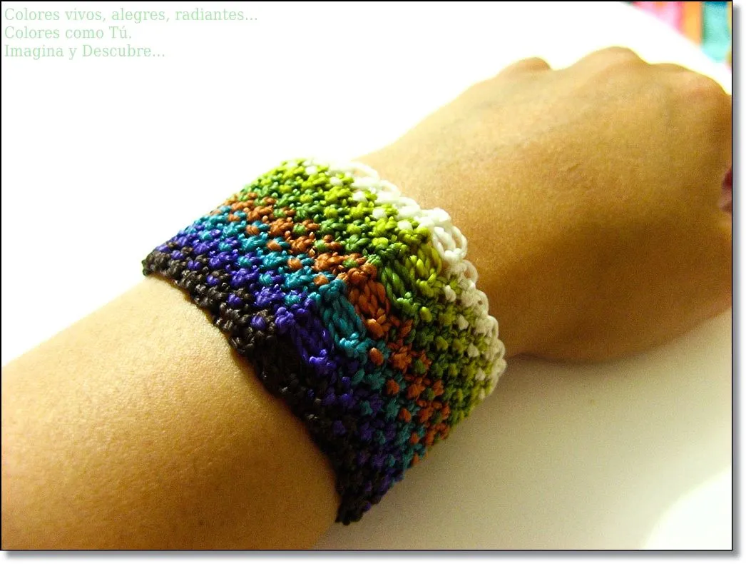 pulsera tejida con tecnicas macrame hilo encerado multicolor imagina ...