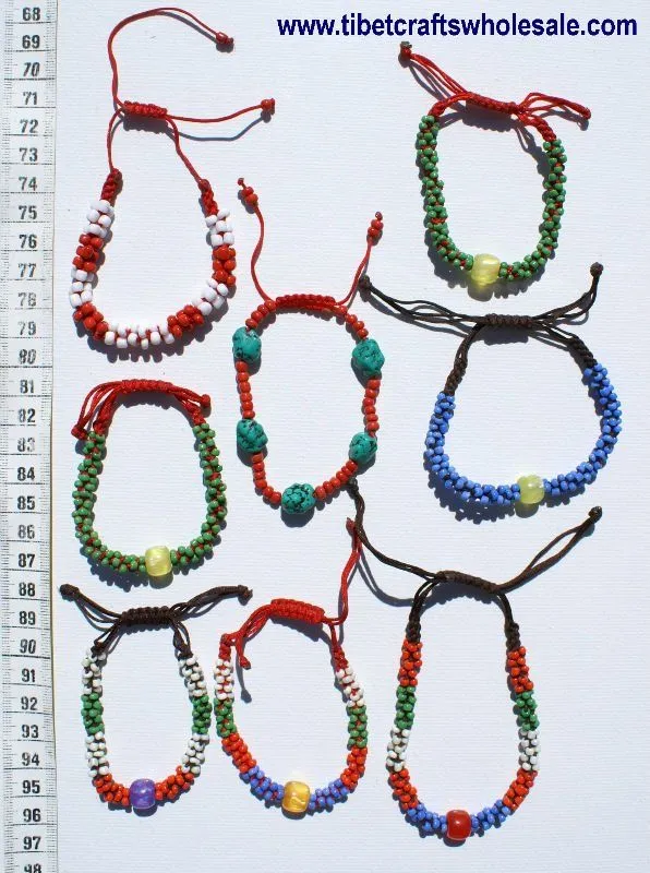 pulseras tejidas a mano con perlas de color y las piedras el tíbet ...