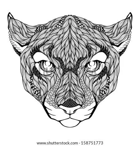 Puma Head Tattoo. Vector Illustration - 158751773 : Shutterstock