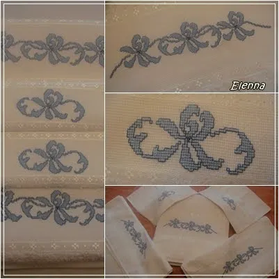 Las puntadas de Elenna y algo más...: Toallas con lazos azules