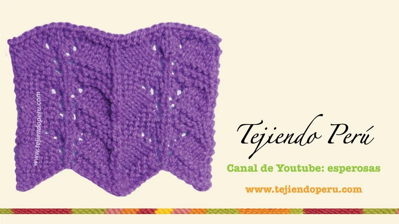 Punto calado con borde en zigzag para tejer en dos agujas o ...