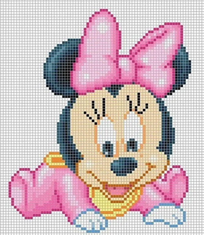 minnie en punto de cruz | Aprender manualidades es facilisimo.