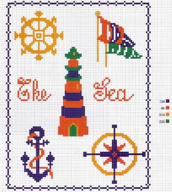 Graficos de punto de cruz marineros - Imagui