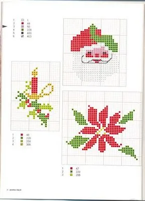 patrones de flores de navidad y adornos para hacer en punto de cruz