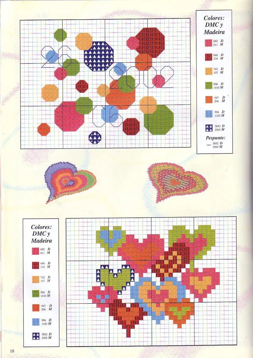 PUNTO EN CRUZ PARA PRINCIPIANTES: Flores y corazones