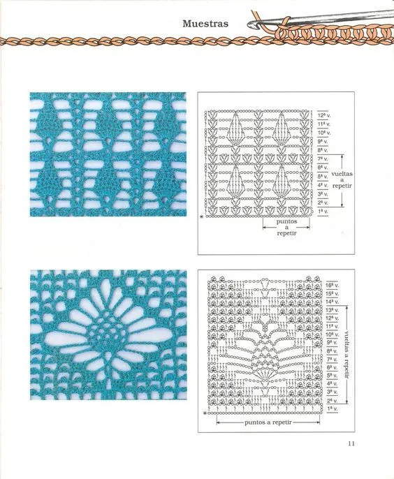 Puntos Diagramas Esquemas Patrones Crochet Ganchillo | a aneue ...