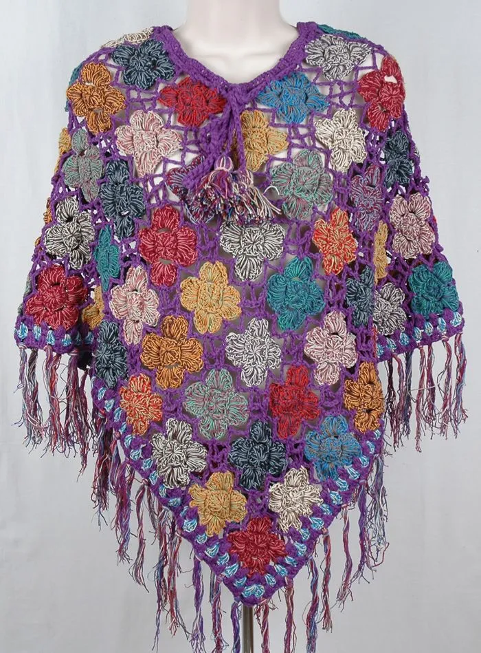 Purple Orchid Handwoven Crochet Poncho | Scarf-Shawls | Crochet ...