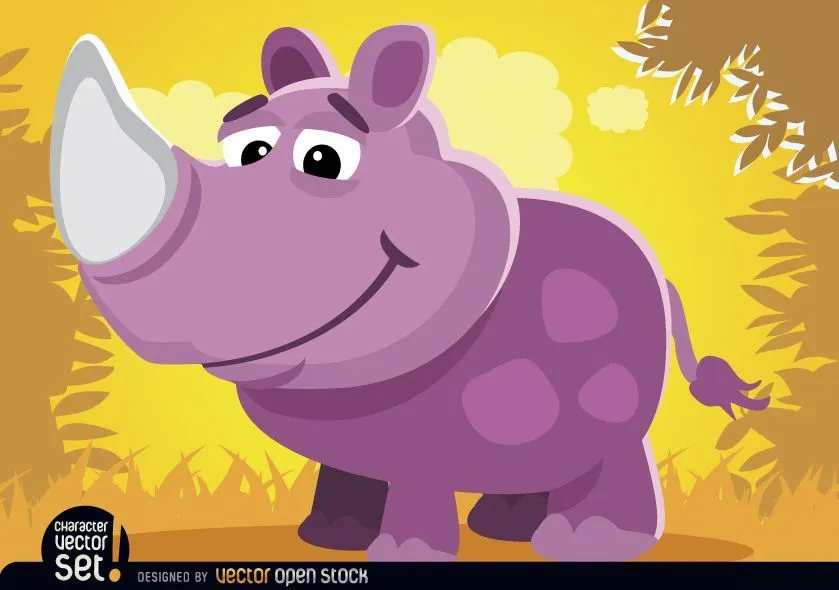 Purple Rhino en dibujos animados de animales de la selva ...