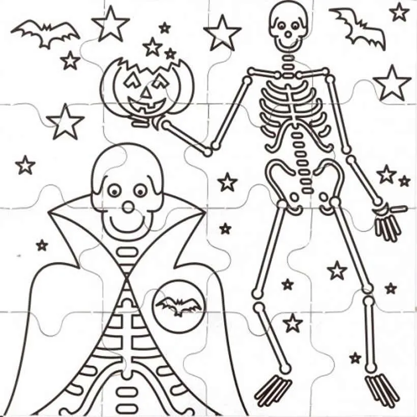 Puzzle de fantasmas y calaveras para colorear - Manualidades Name