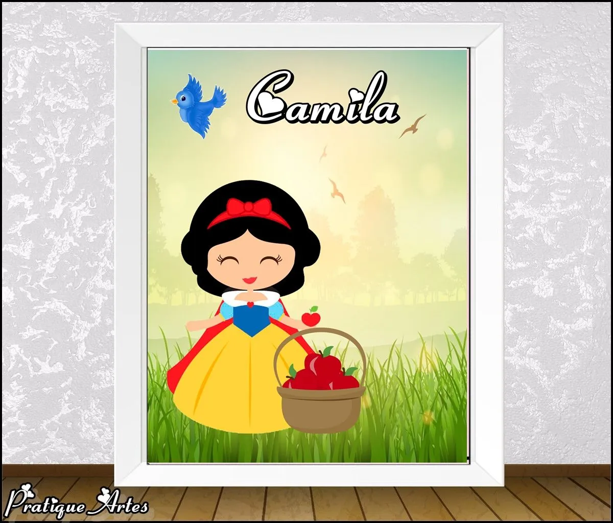 Quadro branca de Neve Cute-Moldura e Vidro | Elo7