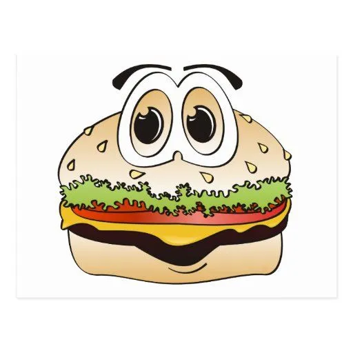 Dibujo animado de la hamburguesa postal de Zazzle.