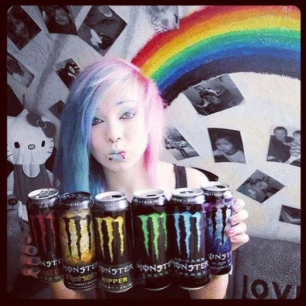 Rainbow Monsters anyone??? :3 #monster #energy #emo #scene ...