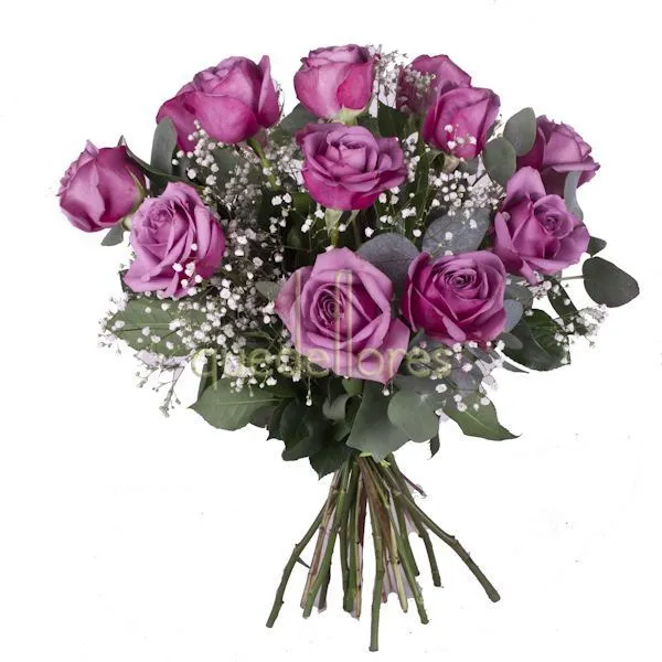 Bouquet rosas moradas. - quedeflores.com - Flores todo el año