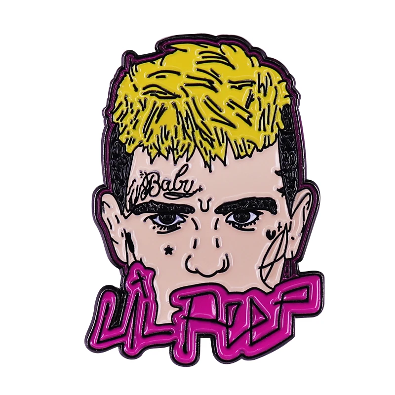 Rap Rock Music Star Hell Angel Hellboy cara triste Lil Peep insignia  Rolling Stone Hiphop rapero Pin de esmalte - AliExpress