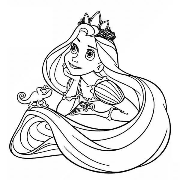 rapunzel and pascal Colouring Pages (page 3)