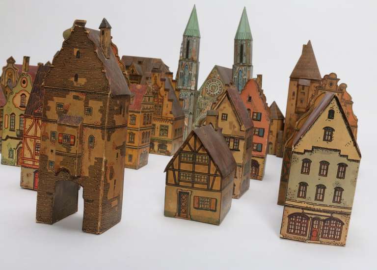 Rare Antique Toy Paper House Village, Lithograph Paper at 1stdibs