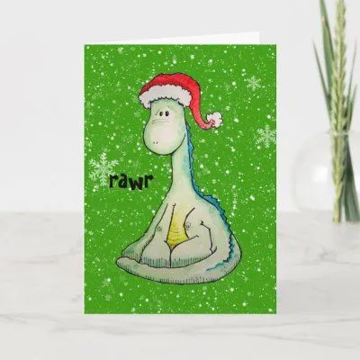 RAWR! Dinosaurio del navidad Tarjeton de Zazzle.