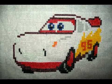 Rayo Mcqueen de punto de cruz - YouTube