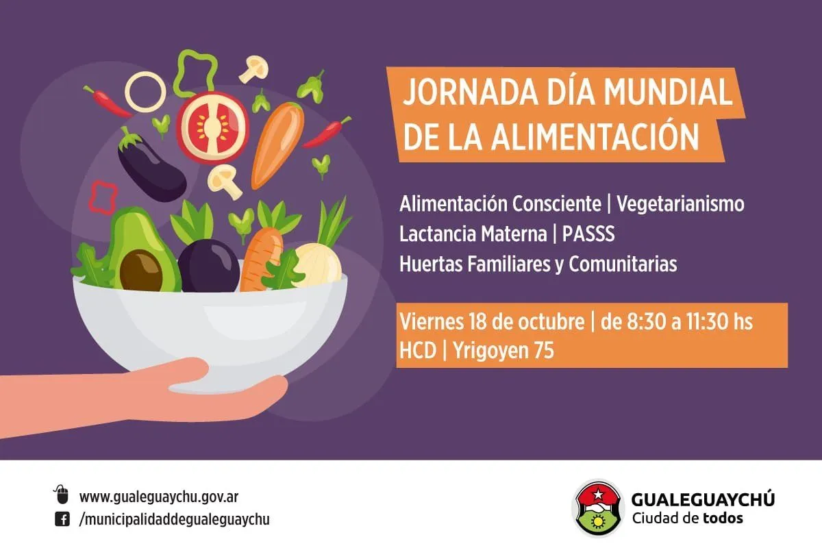 Se realizará una jornada por el Día Mundial de la Alimentación -  Municipalidad Gualeguaychú Entre Ríos Argentina