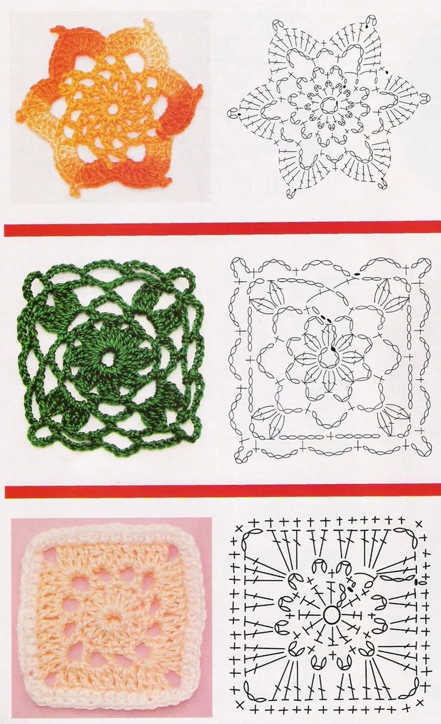 El recetario de Lanezi: Gráficos de flores y motivos en ganchillo