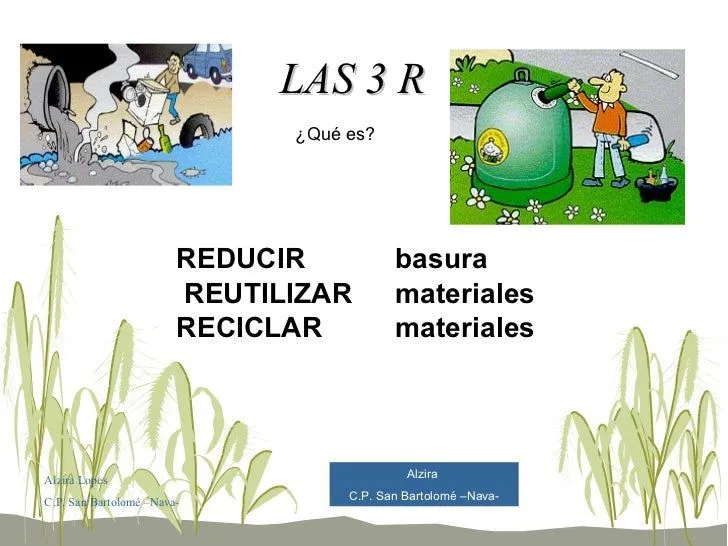 LAS 3 R (RECICLAR, REDUCIR, REUTILIZAR)