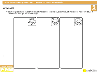 Reconocer diferentes sentimientos. Ficha de las emociones para niños