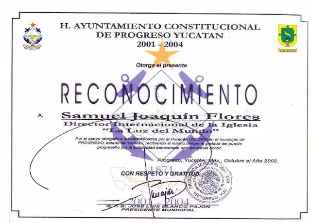 RECONOCIMIENTOS | SAMUEL JOAQUIN FLORES biografia y noticias