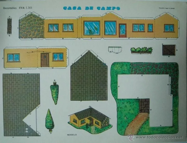 RECORTABLE CASA DE CAMPO 1301. CONSTRUCCIONES Y RECORTABLES EVA: CASAS |  Molde de casa, Casa para maquete, Modelos de papel