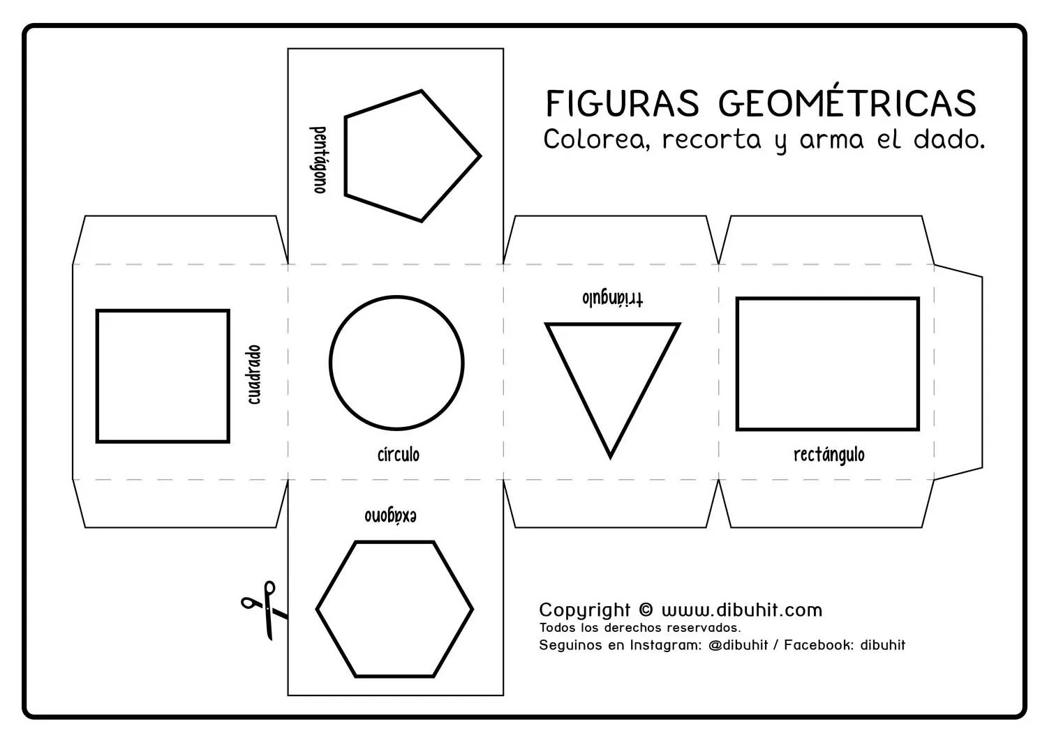 Recortar, Armar y Colorear Cubo – DibuHit