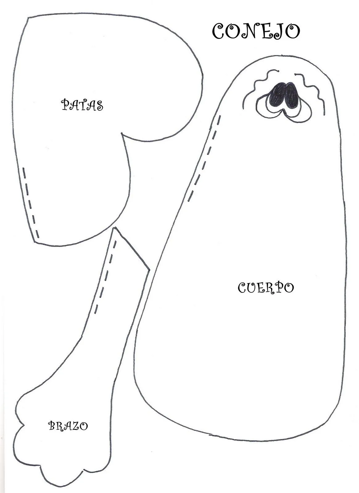 RECREAR - MANUALIDADES - ARTE: Conejo de tela. Cartel para colgar ...