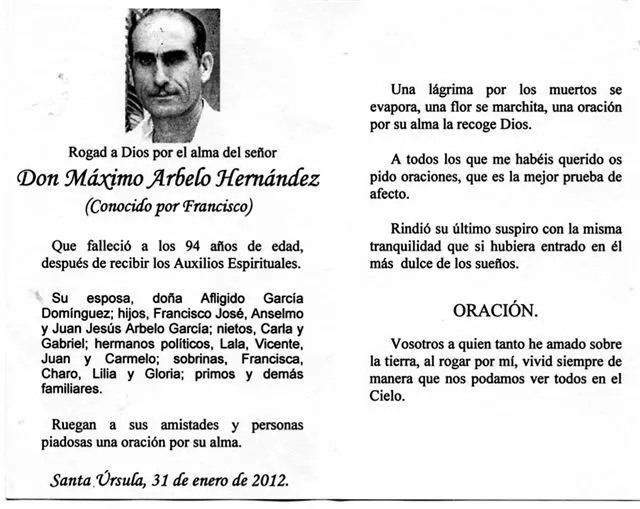 HA FALLECIDO EL AMIGO FCO. ARBELO - DIARIO DEL VALLE