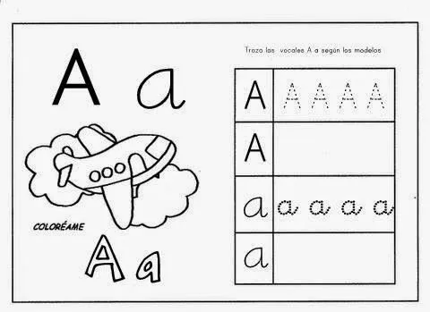 Mis recursos didácticos: Ficha para trazar y colorear la A