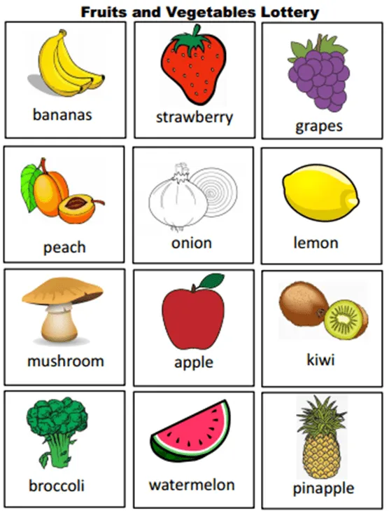 Recursos Didácticos: Fruits and vegetables lottery ~ Lotería de ...