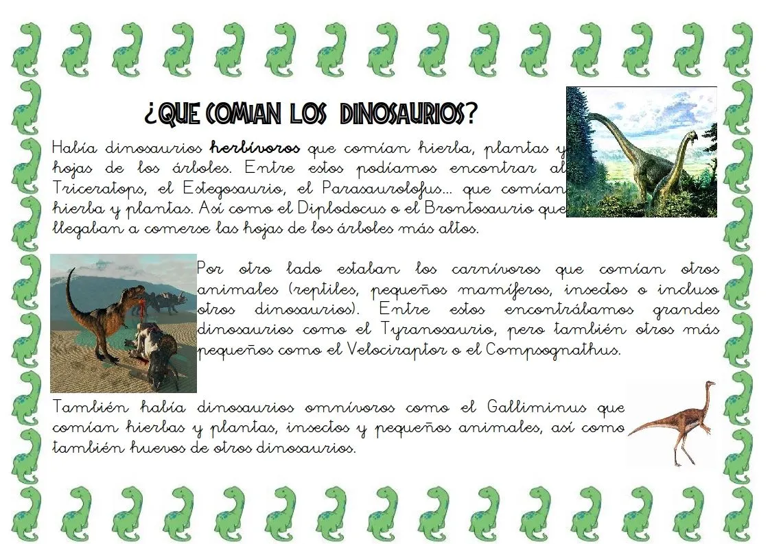 Recursos d'un mestre d'infantil: PROYECTO DE LOS DINOSAURIOS: QUE COMÍAN  LOS DINOSAURIOS + ACTIVIDADES