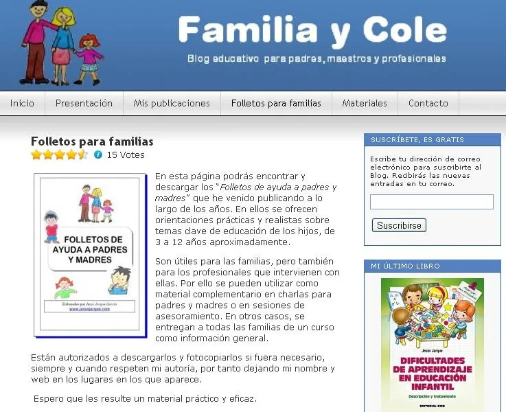 RECURSOS DE EDUCACION INFANTIL: FOLLETOS PARA FAMILIAS